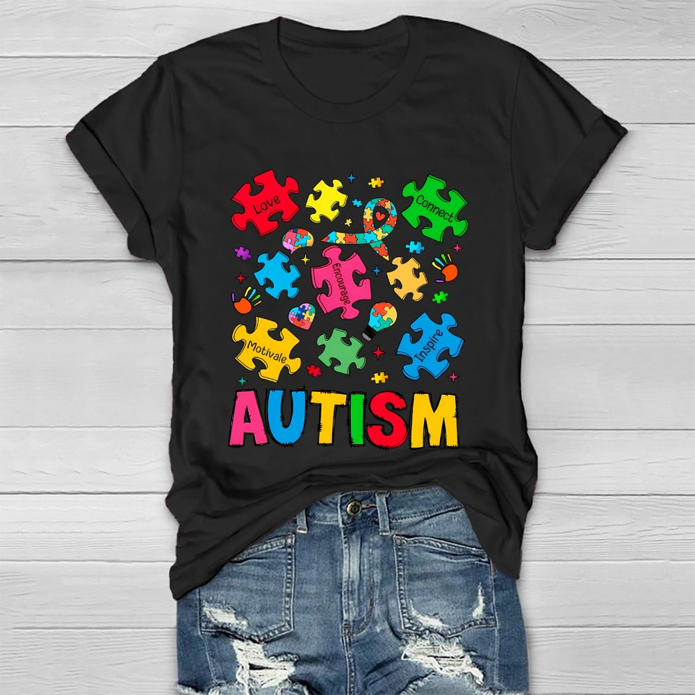Autism Love Connect Encourage Motivate Inspire Healthwear T-shirt