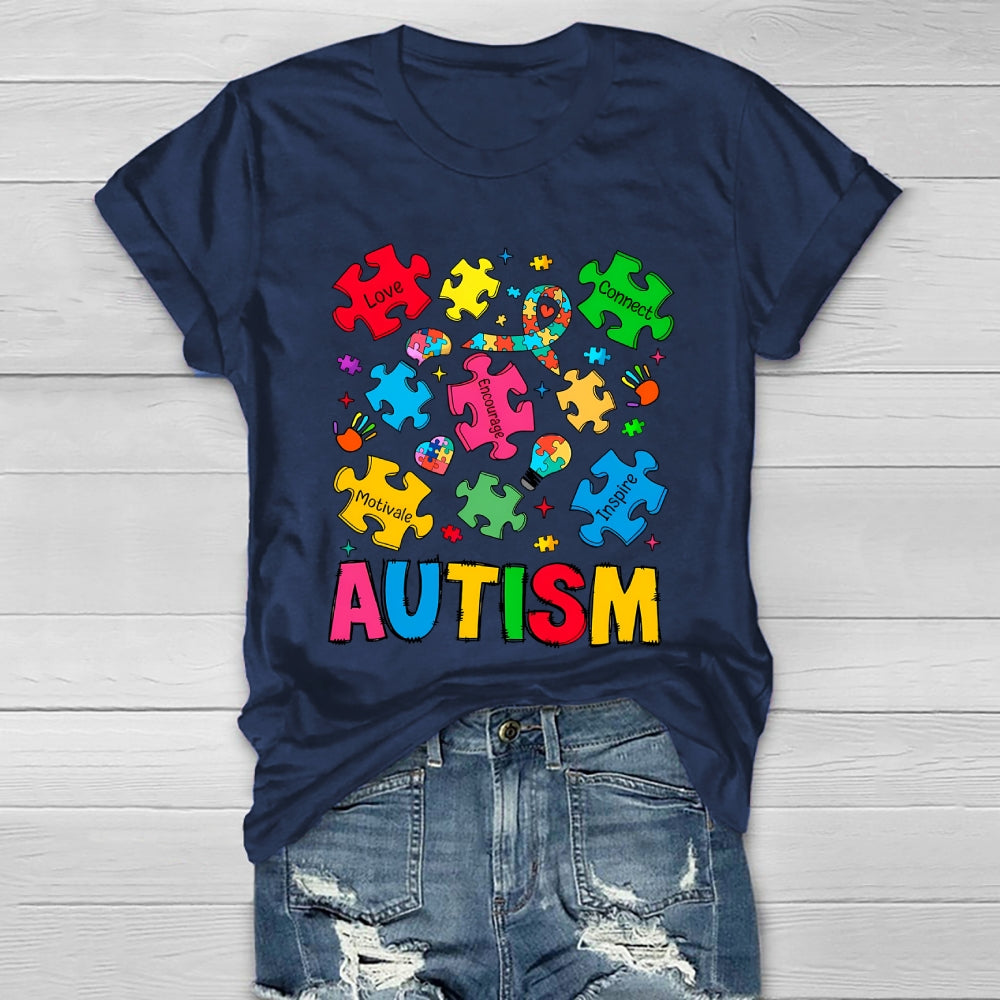 Autism Love Connect Encourage Motivate Inspire Healthwear T-shirt