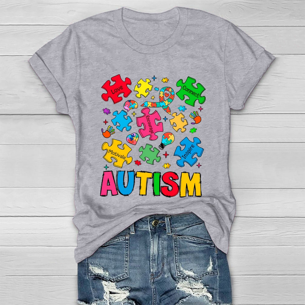 Autism Love Connect Encourage Motivate Inspire Healthwear T-shirt
