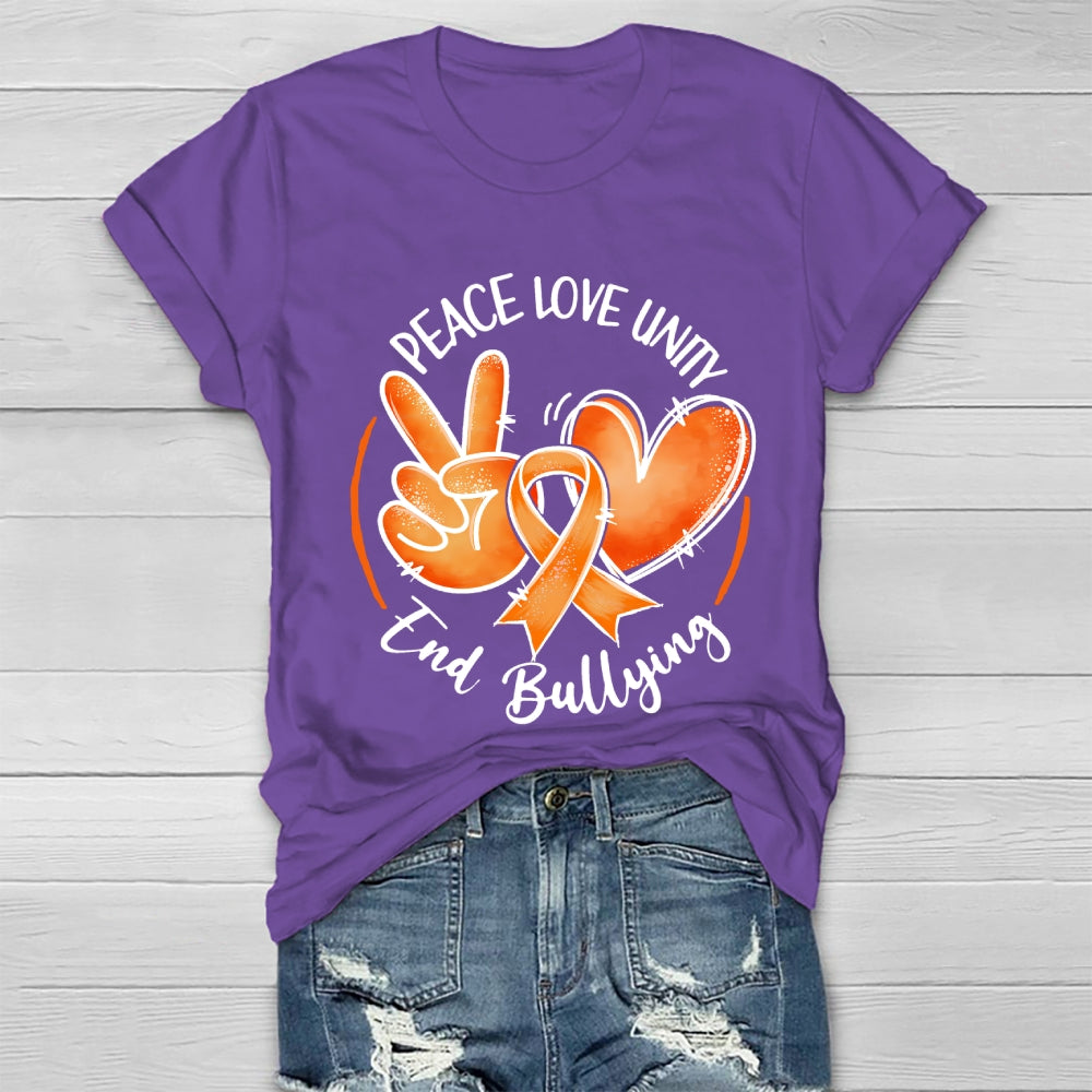 Peace Love Unity End Bullying Awareness Healthwear T-shirt