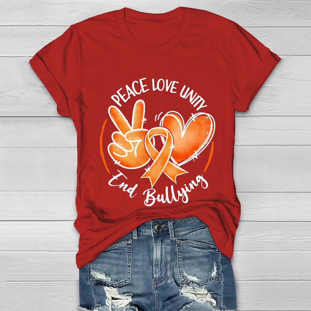 Peace Love Unity End Bullying Awareness Healthwear T-shirt