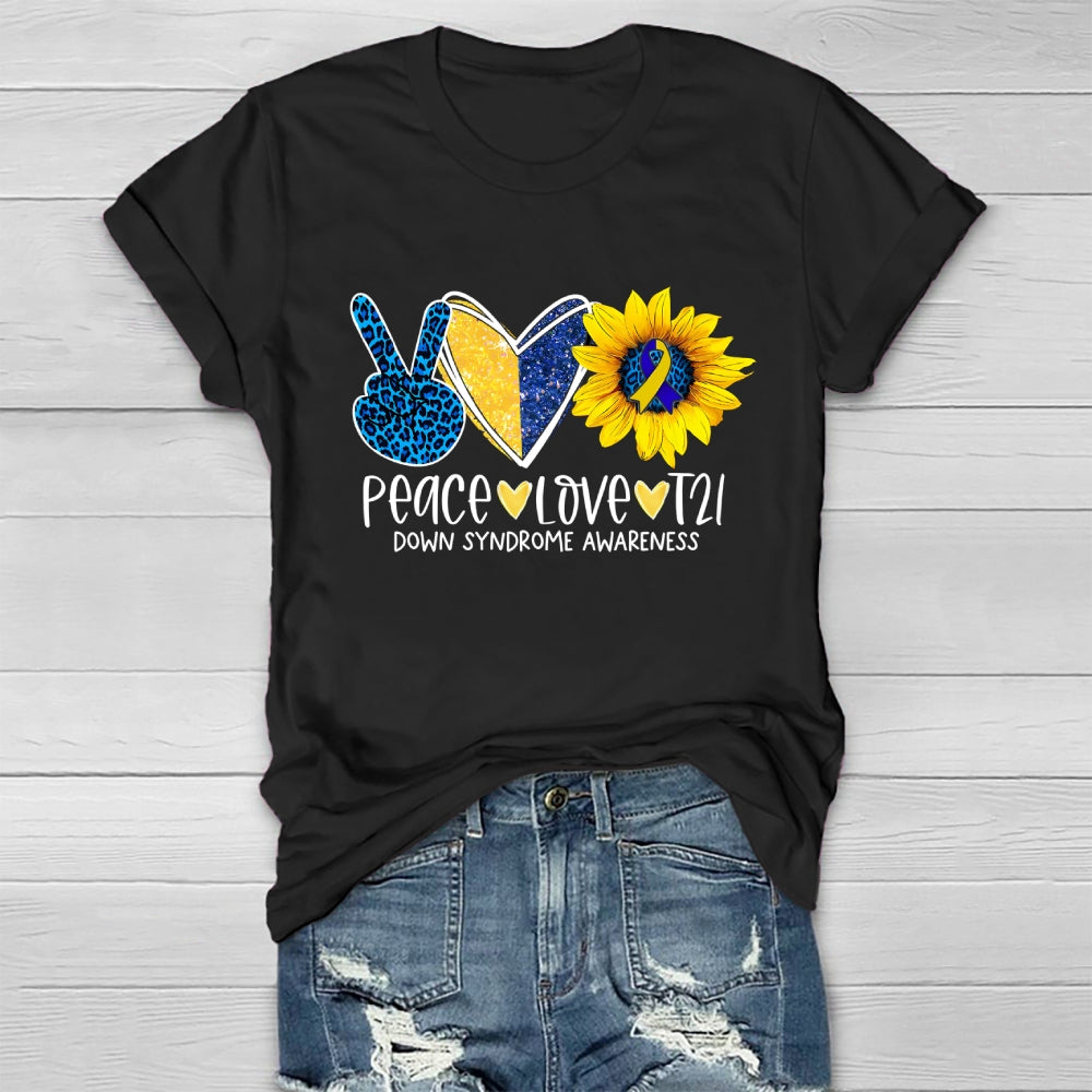 Peace Love T21 Down Syndrome Awareness Healthwear T-shirt