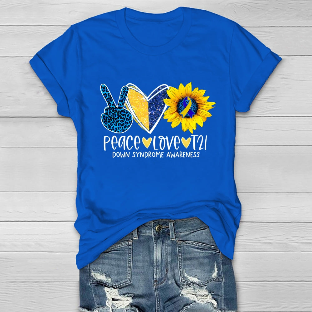 Peace Love T21 Down Syndrome Awareness Healthwear T-shirt