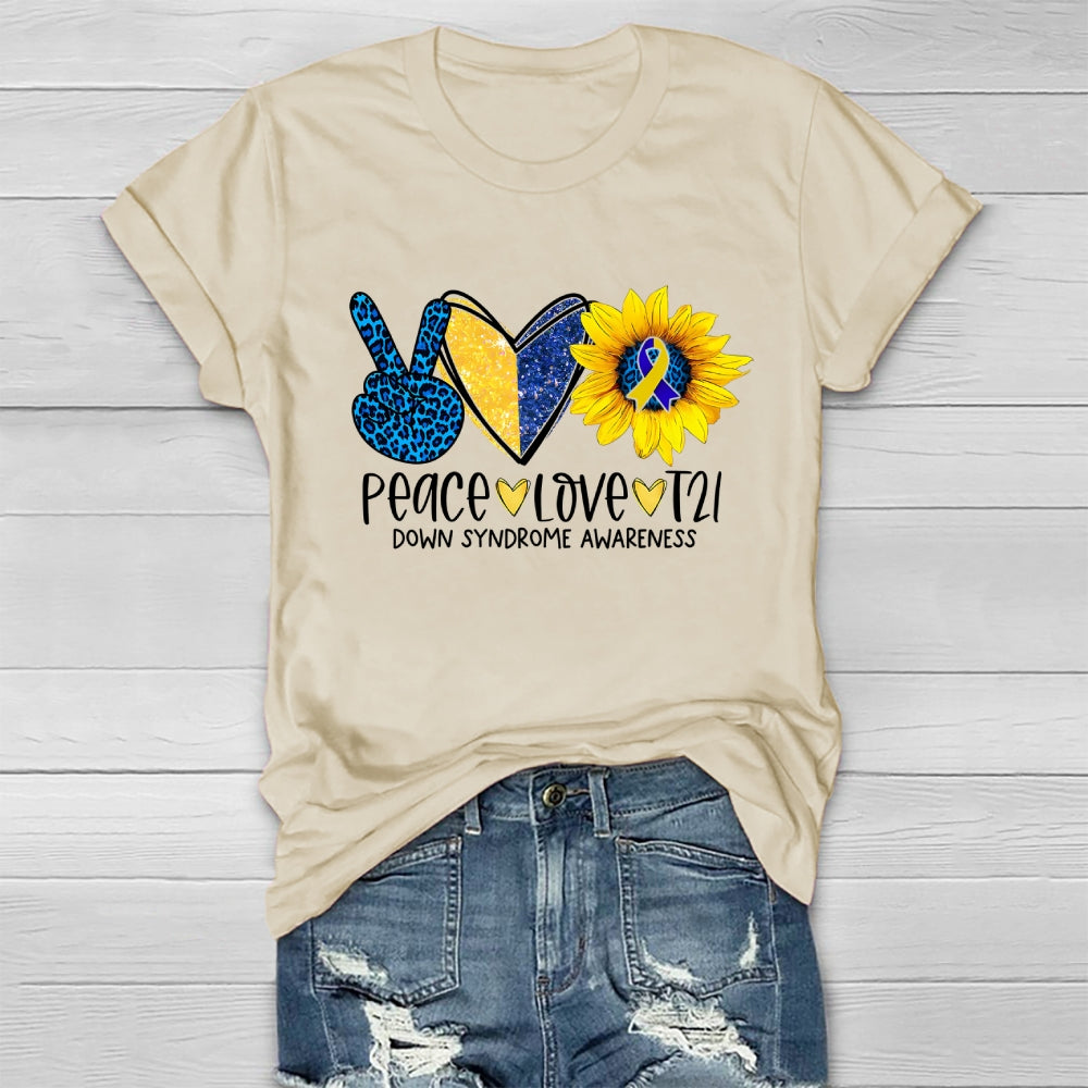 Peace Love T21 Down Syndrome Awareness Healthwear T-shirt