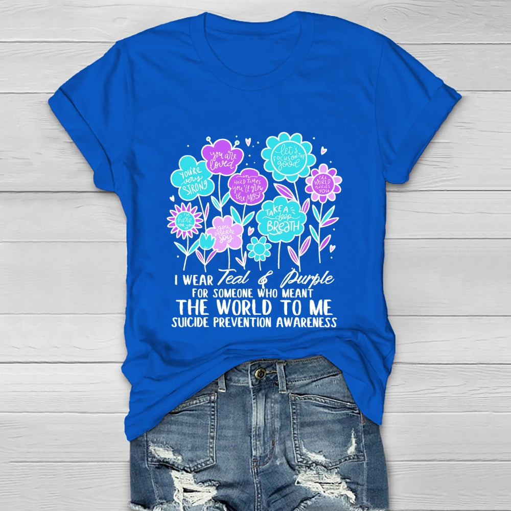 I Wear Teal And Purple For Someone Who Meant The World To Me Healthwear T-shirt
