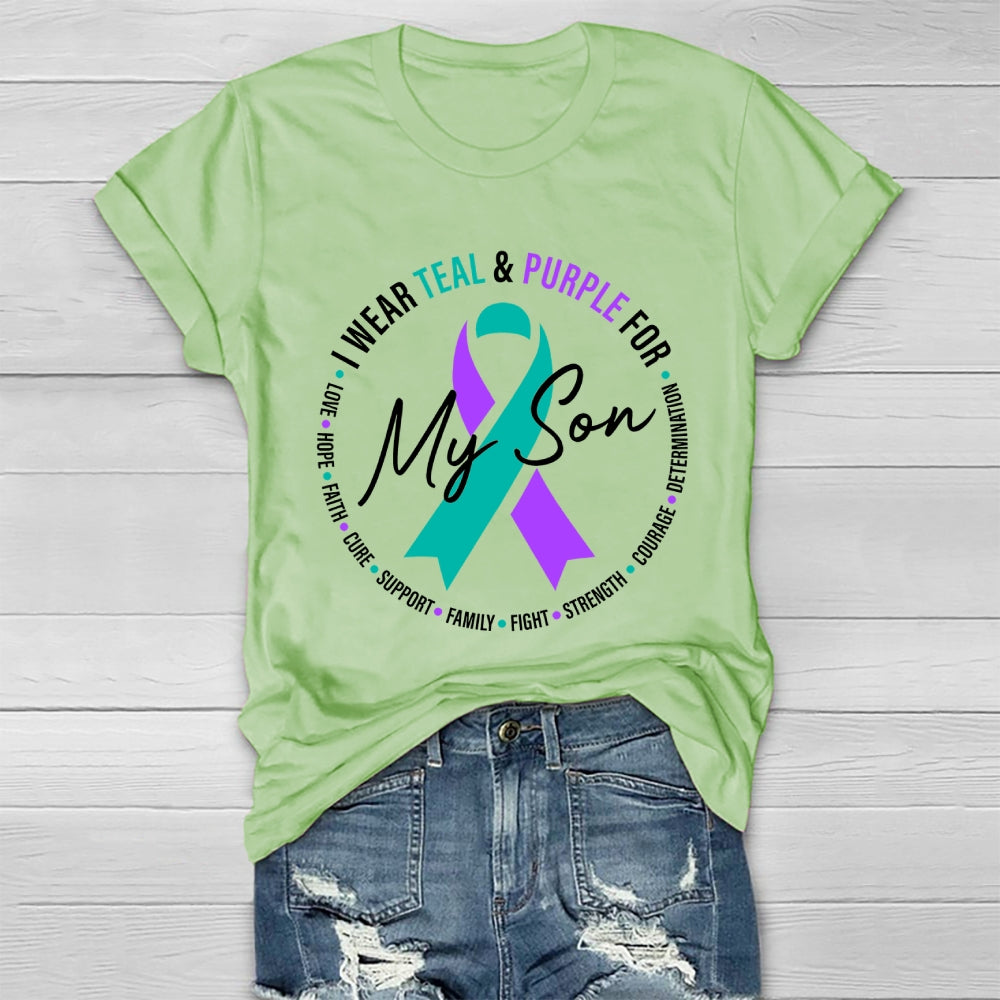 I Wear Teal And Purple For My Son Suicide Prevention Healthwear T-shirt