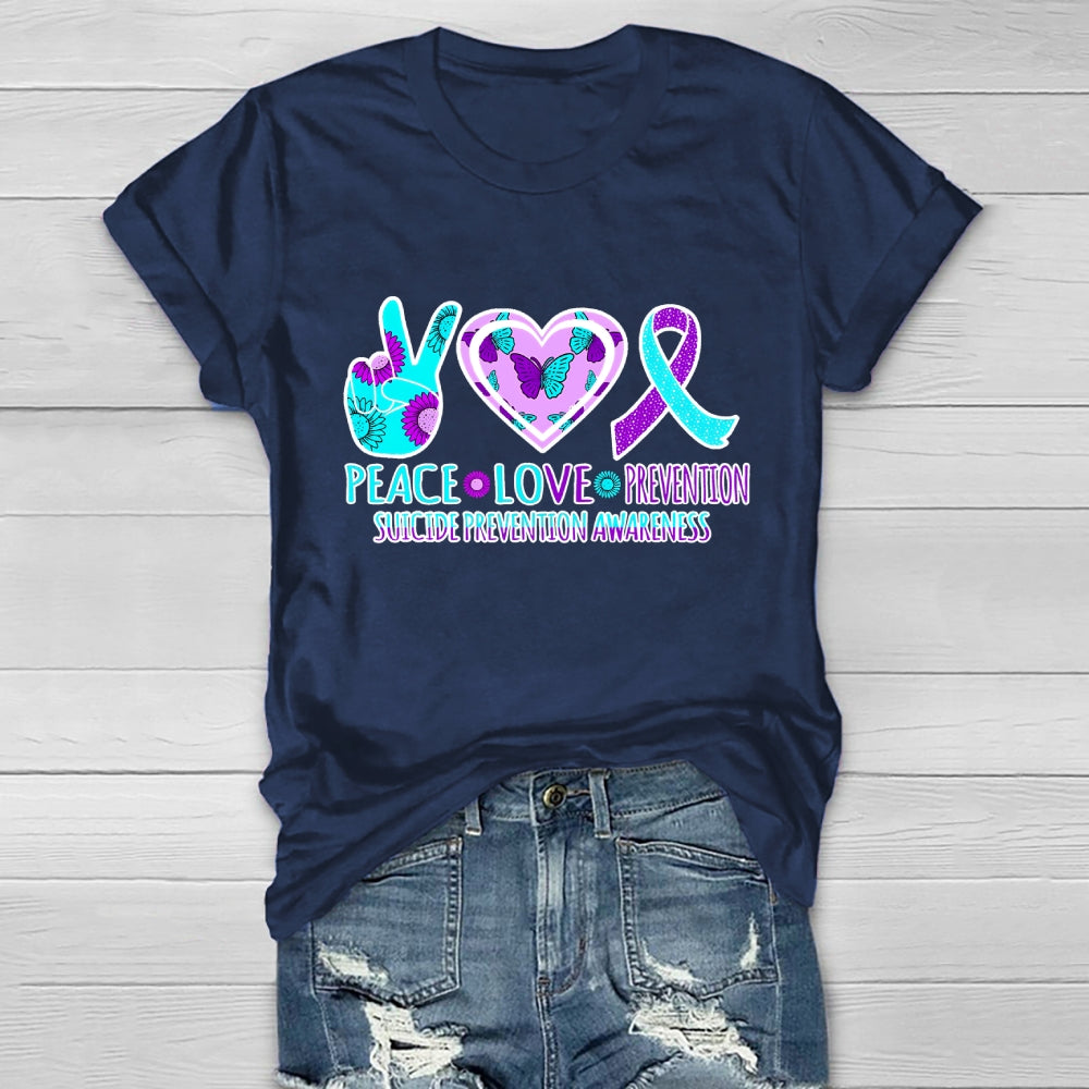 Peace Love Prevention Suicide Prevention Awareness Healthwear T-shirt
