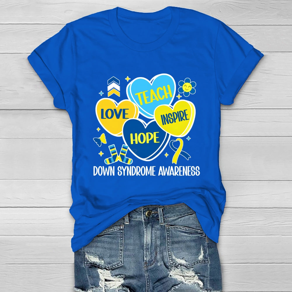 Teach Love Hope Inspire Down Syndrome Awareness Healthwear T-shirt