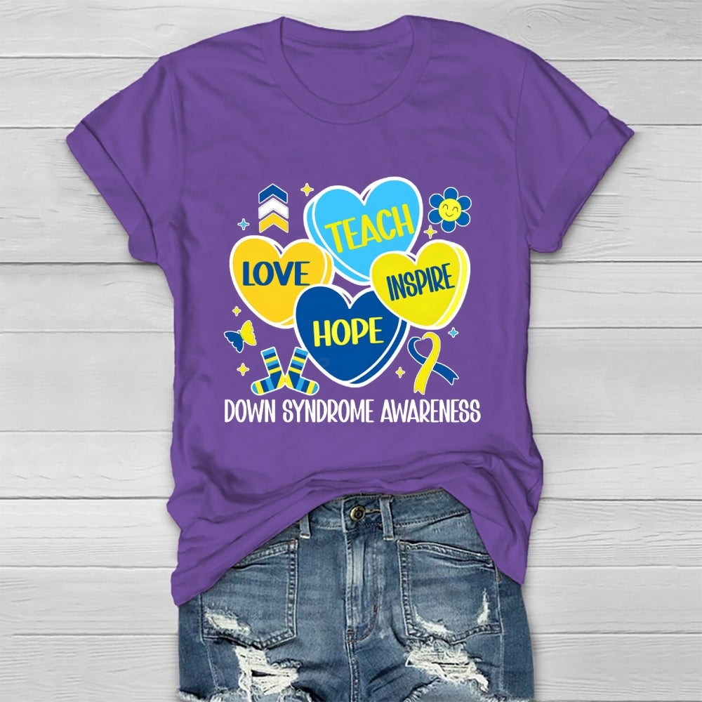 Teach Love Hope Inspire Down Syndrome Awareness Healthwear T-shirt