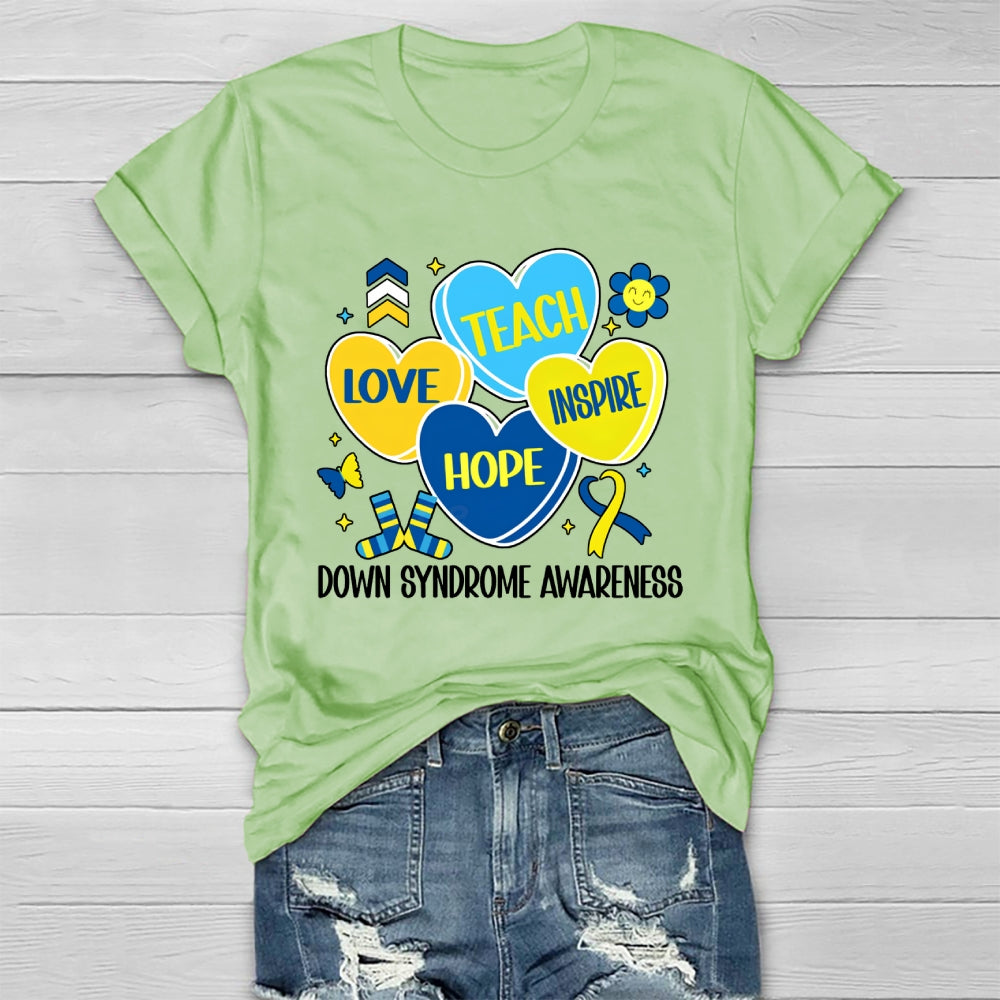 Teach Love Hope Inspire Down Syndrome Awareness Healthwear T-shirt