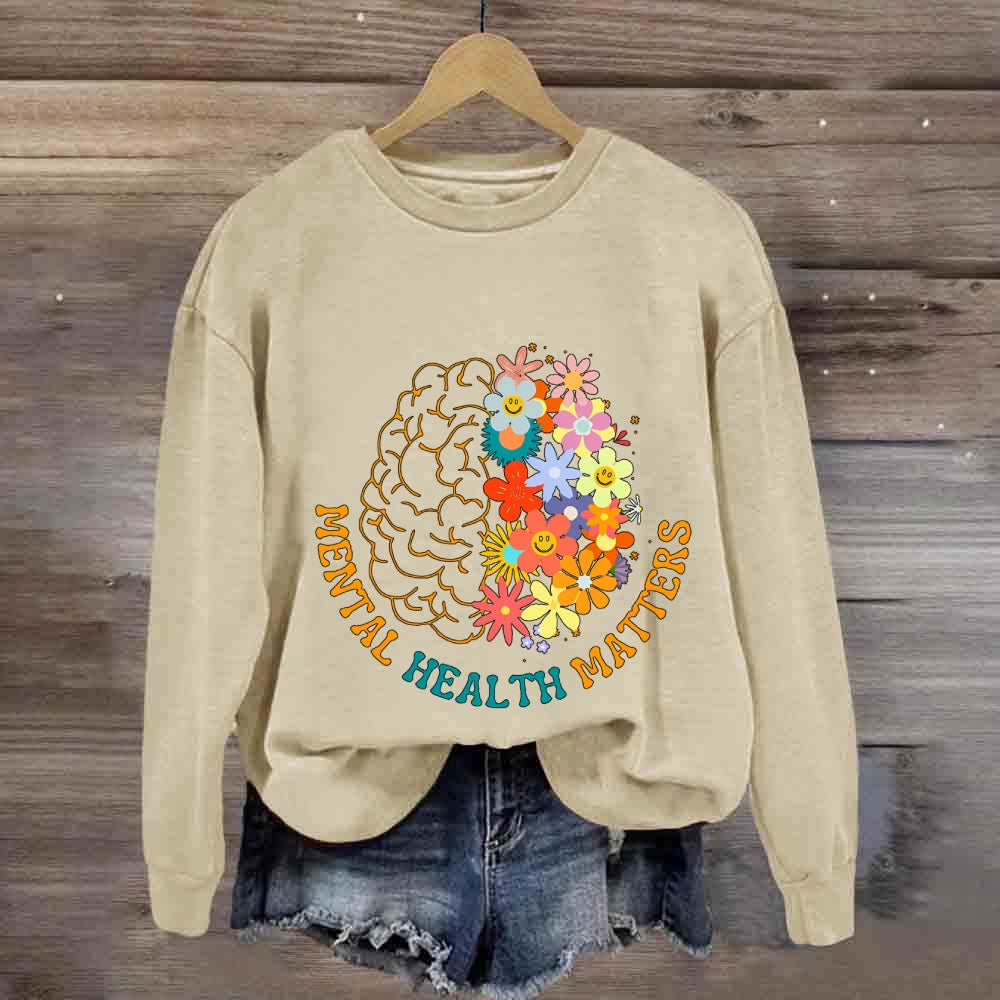 Mental Health Matters Brain Floral Sweatshirt