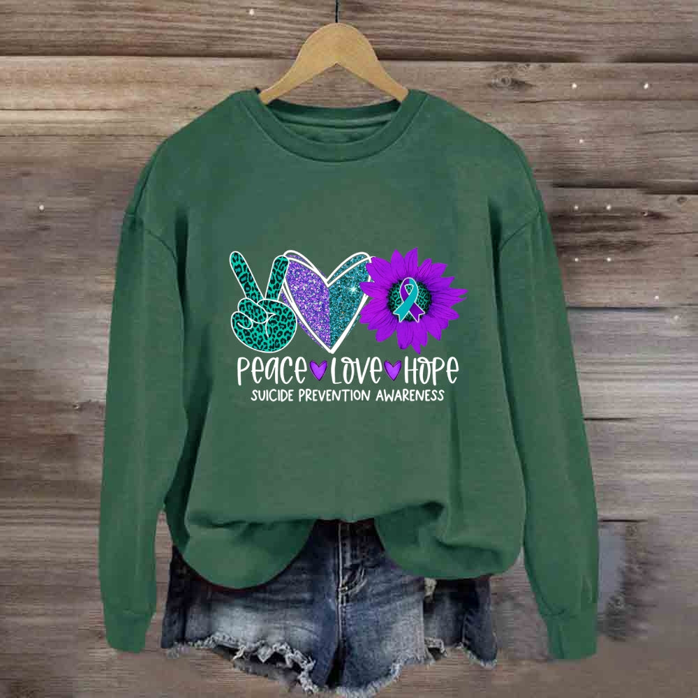 Peace Love Hope Purple Heart Sweatshirt