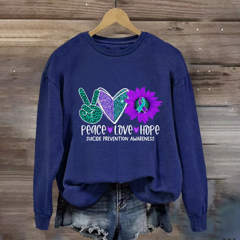 Peace Love Hope Purple Heart Sweatshirt