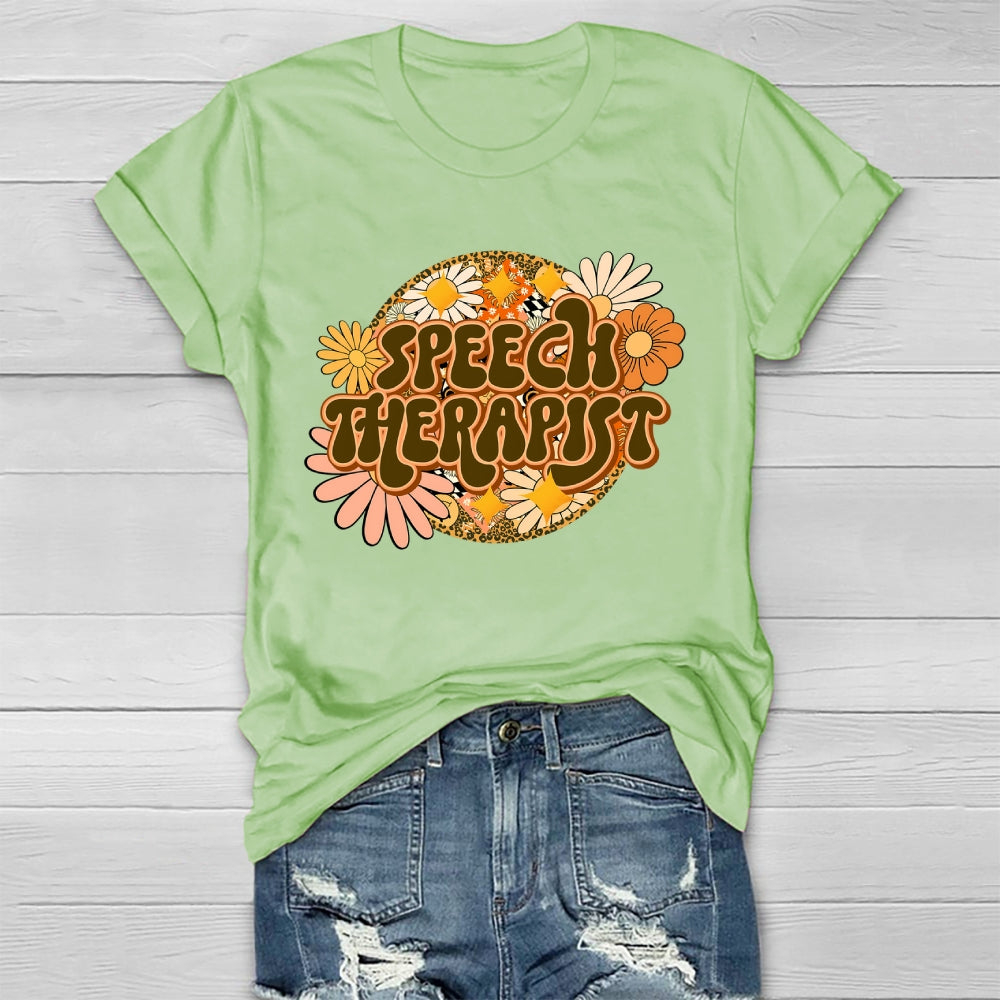 Speech Therapist Flower Healthwear T-shirt