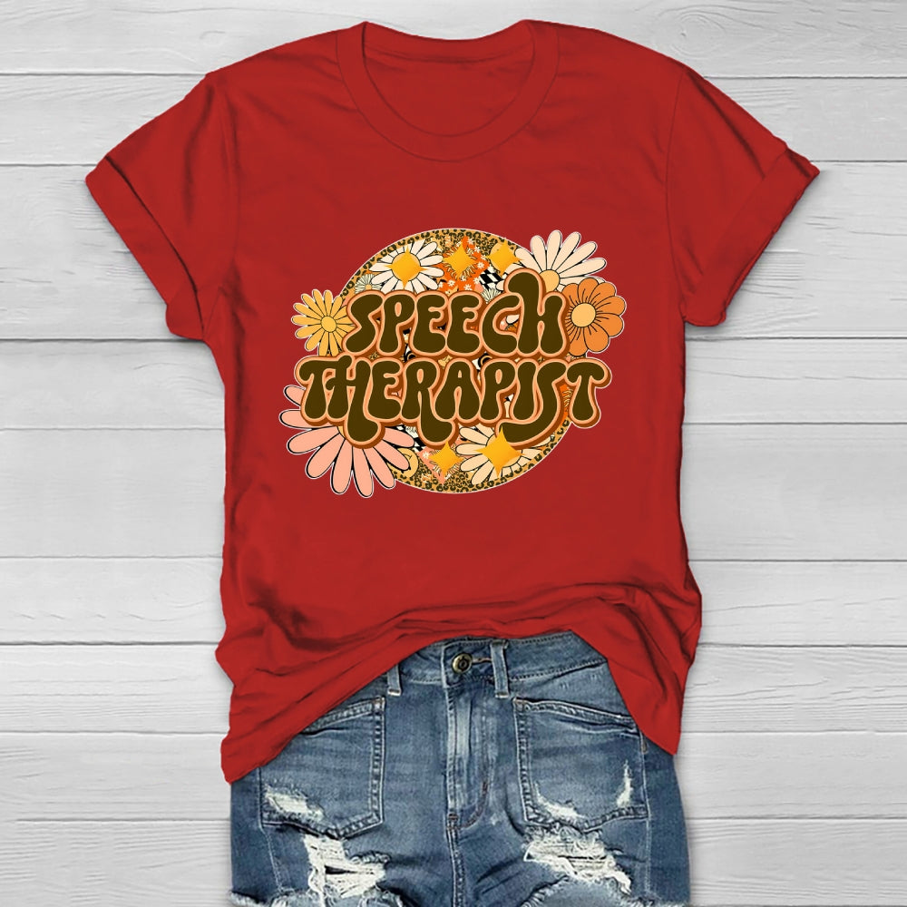 Speech Therapist Flower Healthwear T-shirt