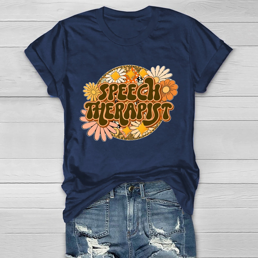 Speech Therapist Flower Healthwear T-shirt