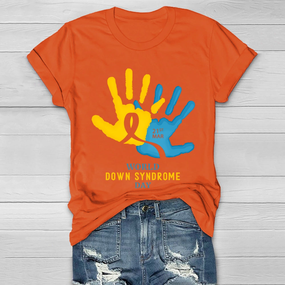 World Down Syndrome Handprint Healthwear T-shirt