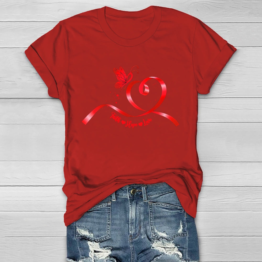 Faith Hope Love Red Ribbon Healthwear T-shirt