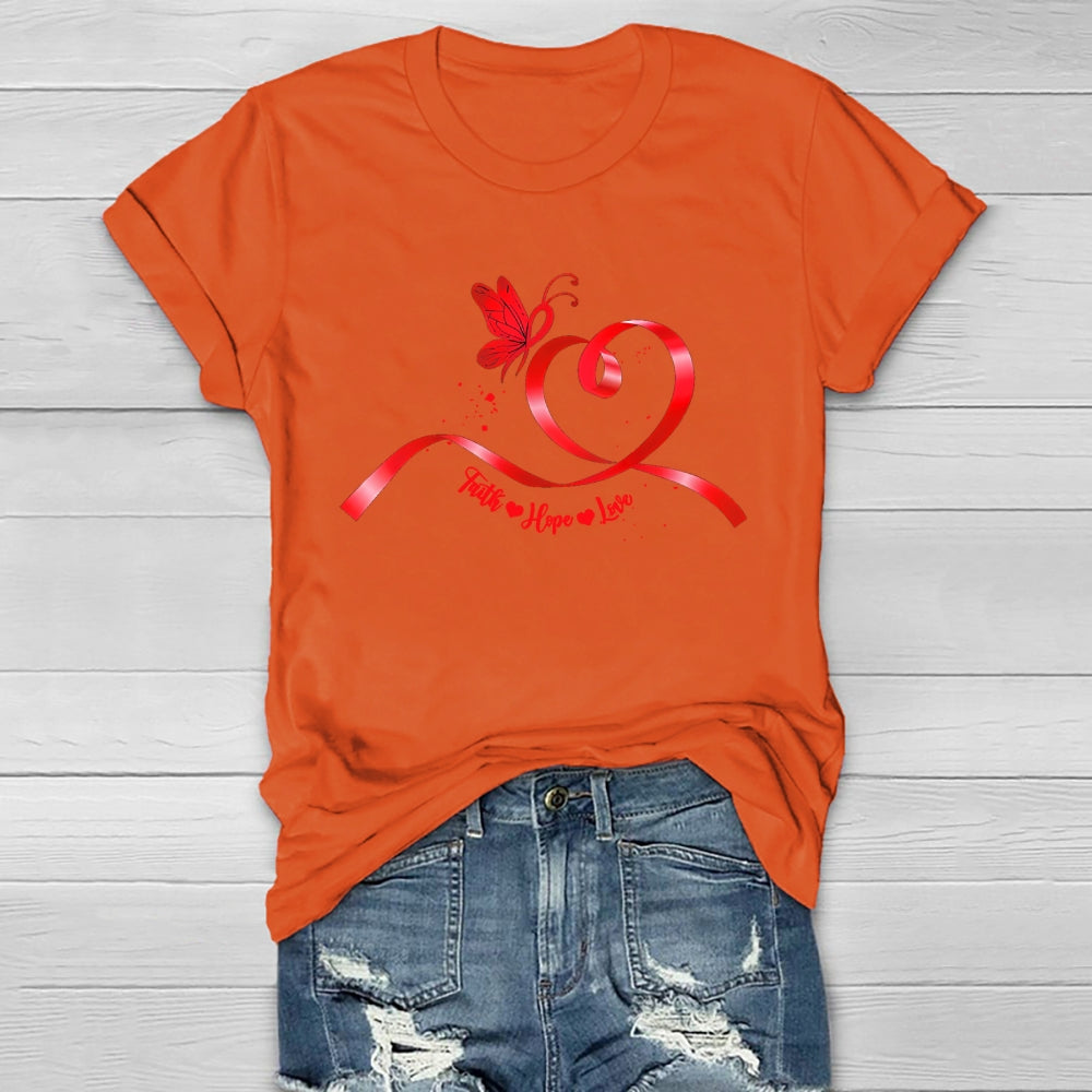 Faith Hope Love Red Ribbon Healthwear T-shirt