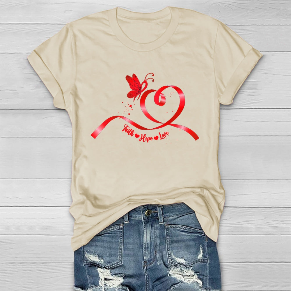 Faith Hope Love Red Ribbon Healthwear T-shirt