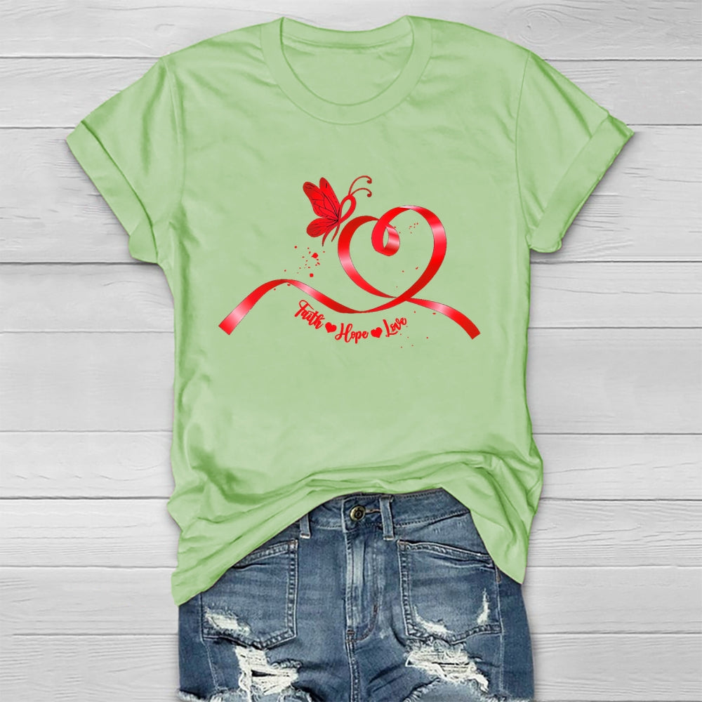 Faith Hope Love Red Ribbon Healthwear T-shirt