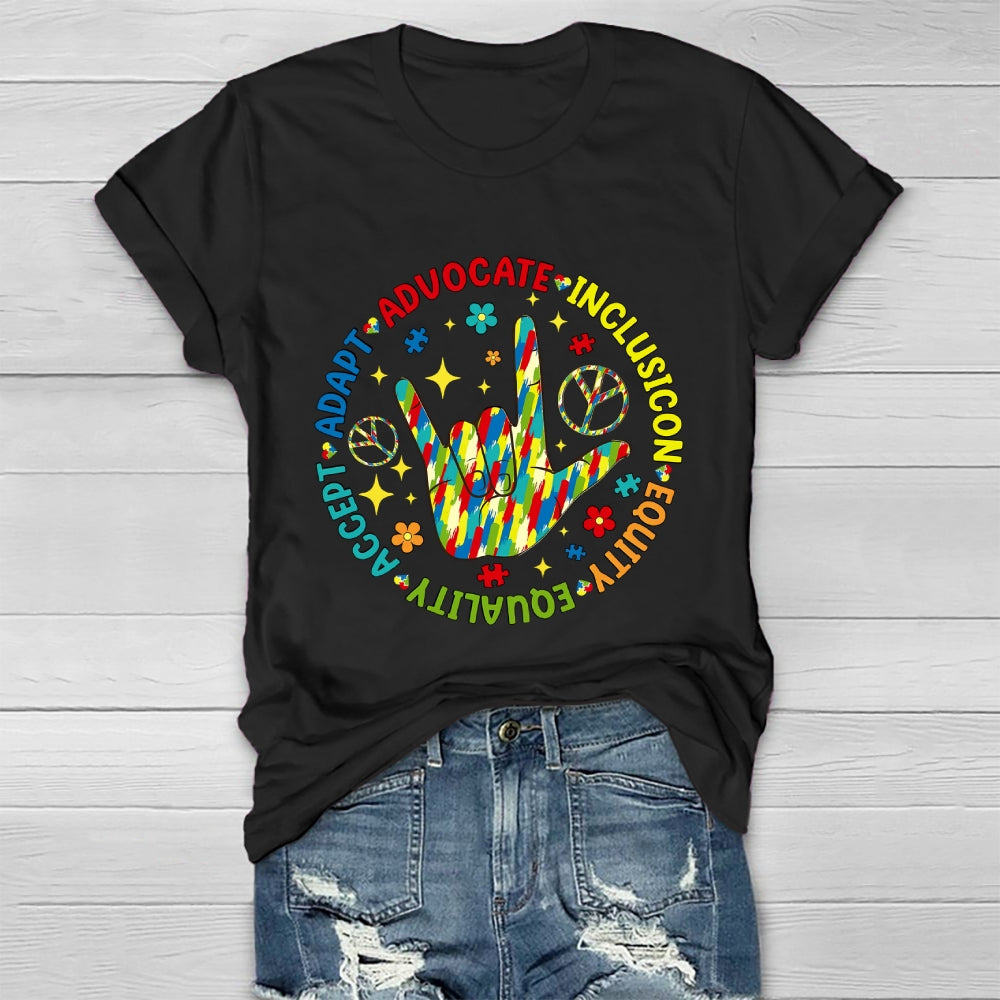 Accept Adapt Advocate Inclusion Equity Equality Healthwear T-shirt