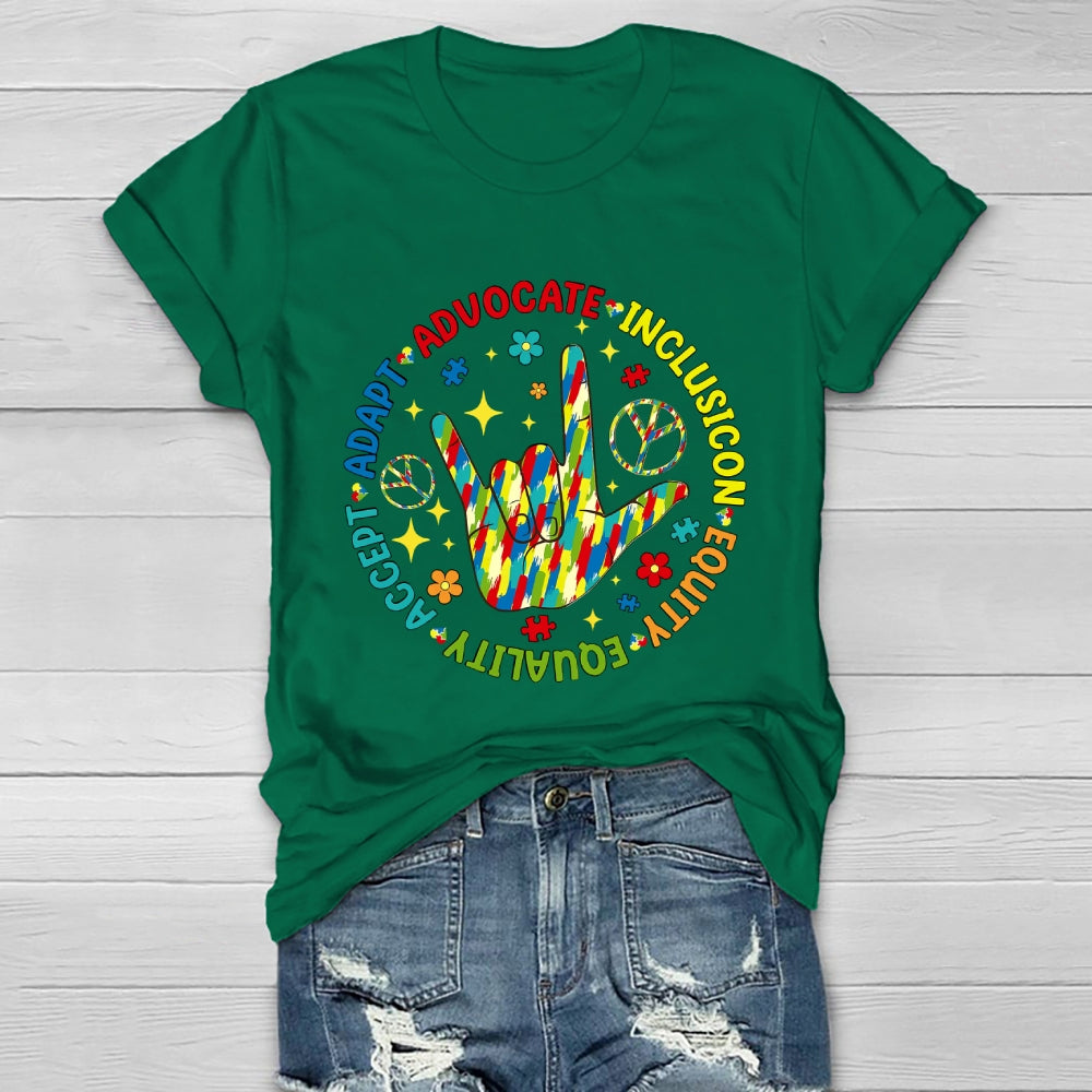 Accept Adapt Advocate Inclusion Equity Equality Healthwear T-shirt