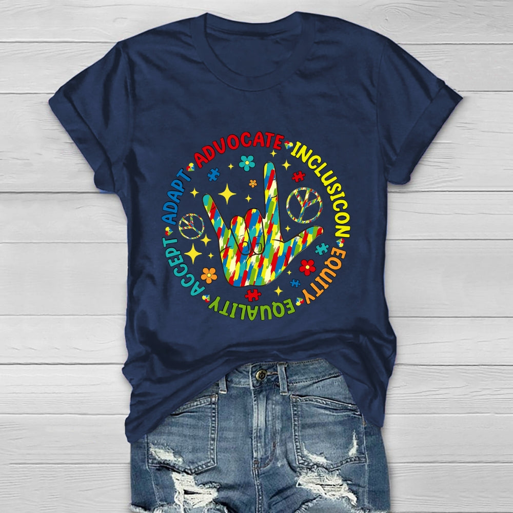 Accept Adapt Advocate Inclusion Equity Equality Healthwear T-shirt