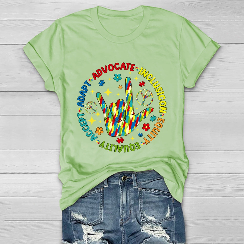 Accept Adapt Advocate Inclusion Equity Equality Healthwear T-shirt