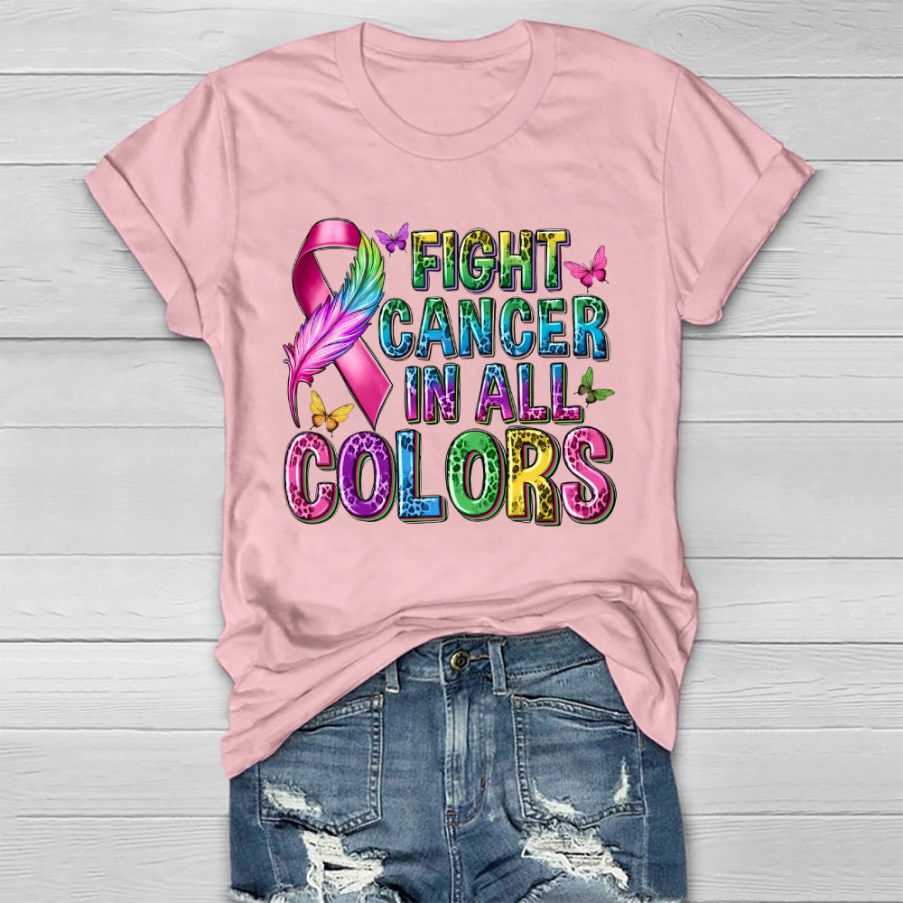 Fight Cancer In All Colors Leopard Print Letters Healthwear T-shirt