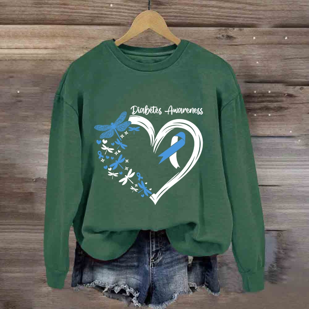 Diabetes Awareness Blue Dragonfly Sweatshirt