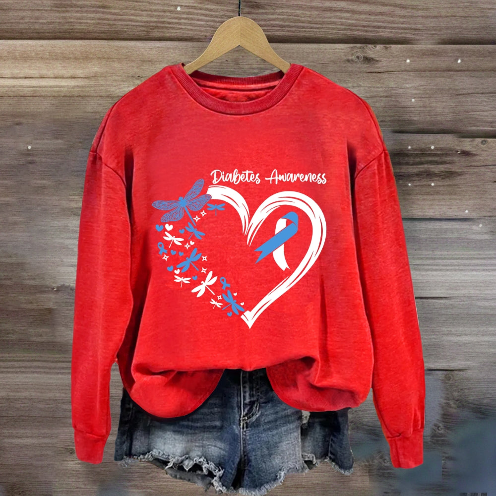 Diabetes Awareness Blue Dragonfly Sweatshirt