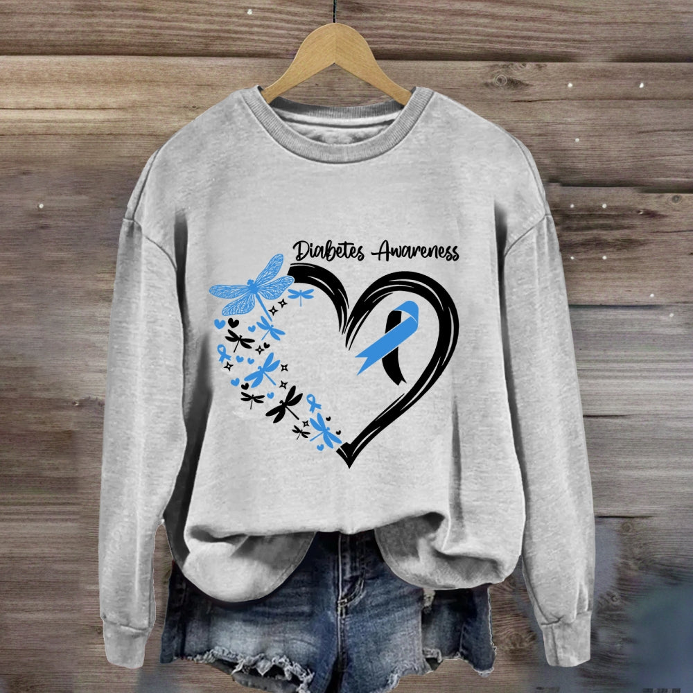 Diabetes Awareness Blue Dragonfly Sweatshirt