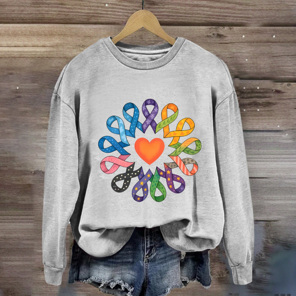 Colorful Ribbon Heart Sweatshirt