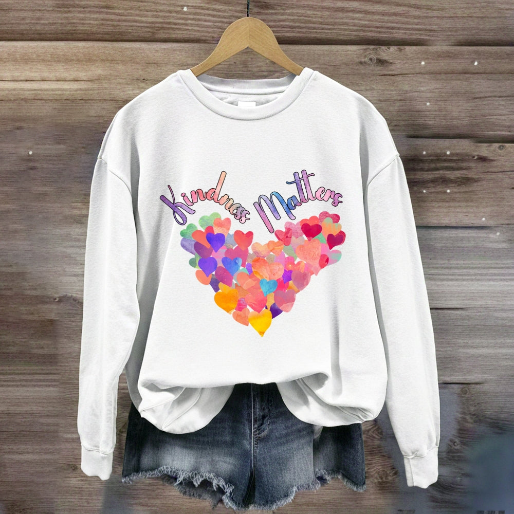Kindliness Matters Colorful Heart Sweatshirt
