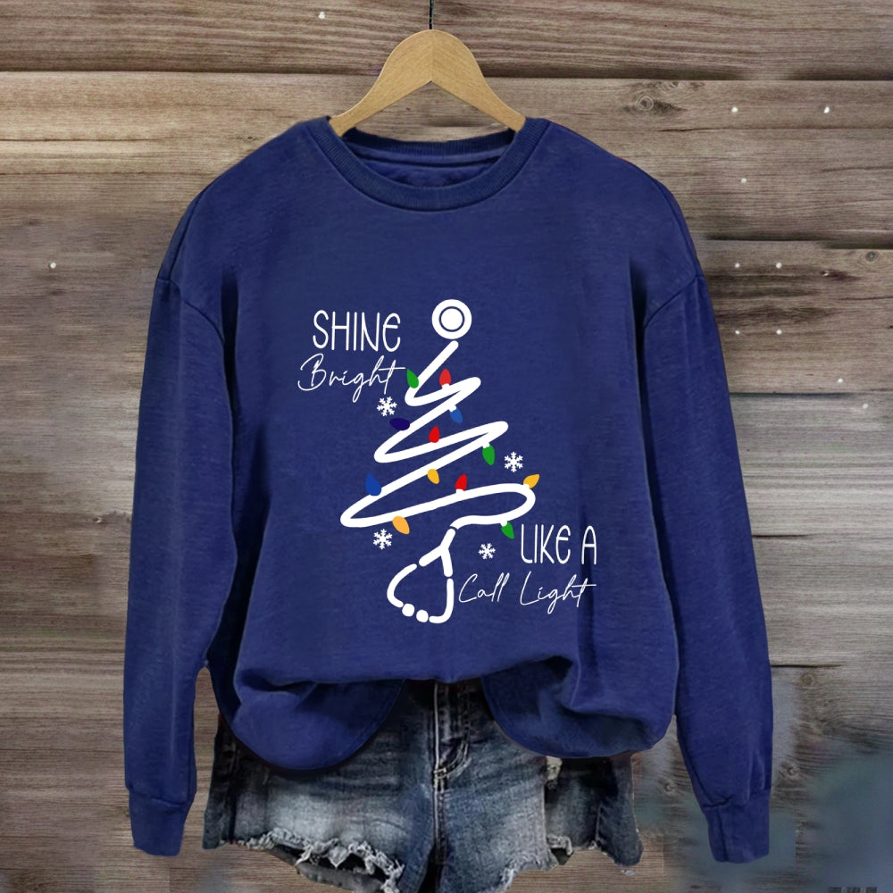Shine Bright Like A Call Light Stethoscope Nurse Christmas Sweatshirt