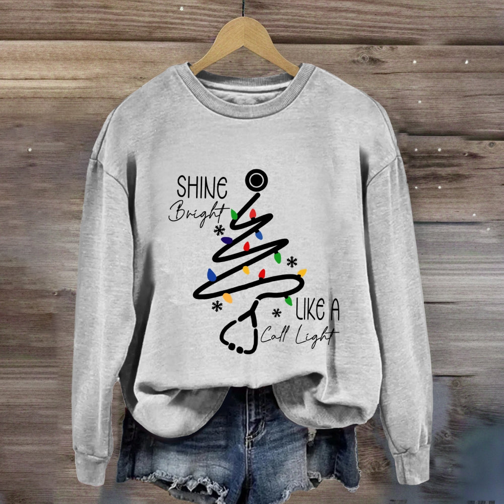 Shine Bright Like A Call Light Stethoscope Nurse Christmas Sweatshirt