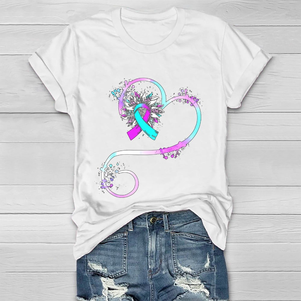 Teal Purple Sunflower Healthwear T-shirt