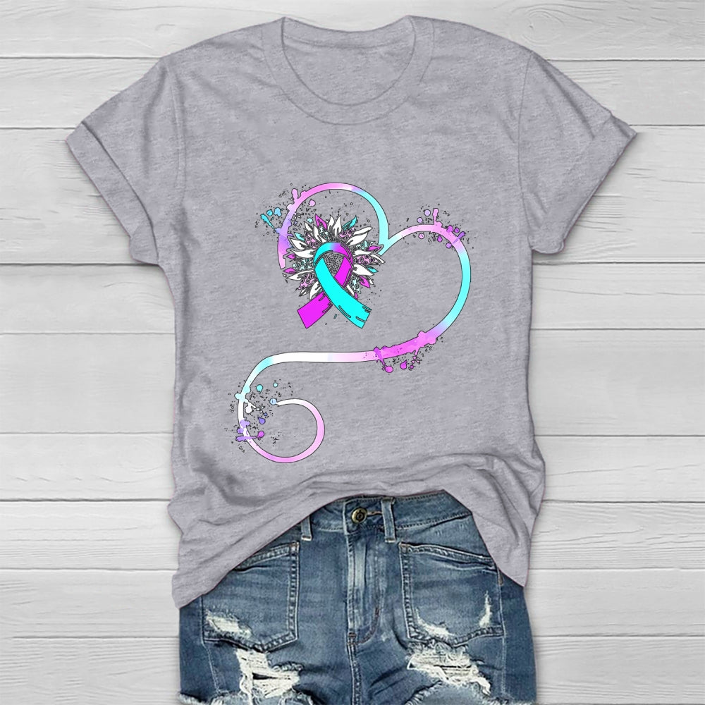 Teal Purple Sunflower Healthwear T-shirt