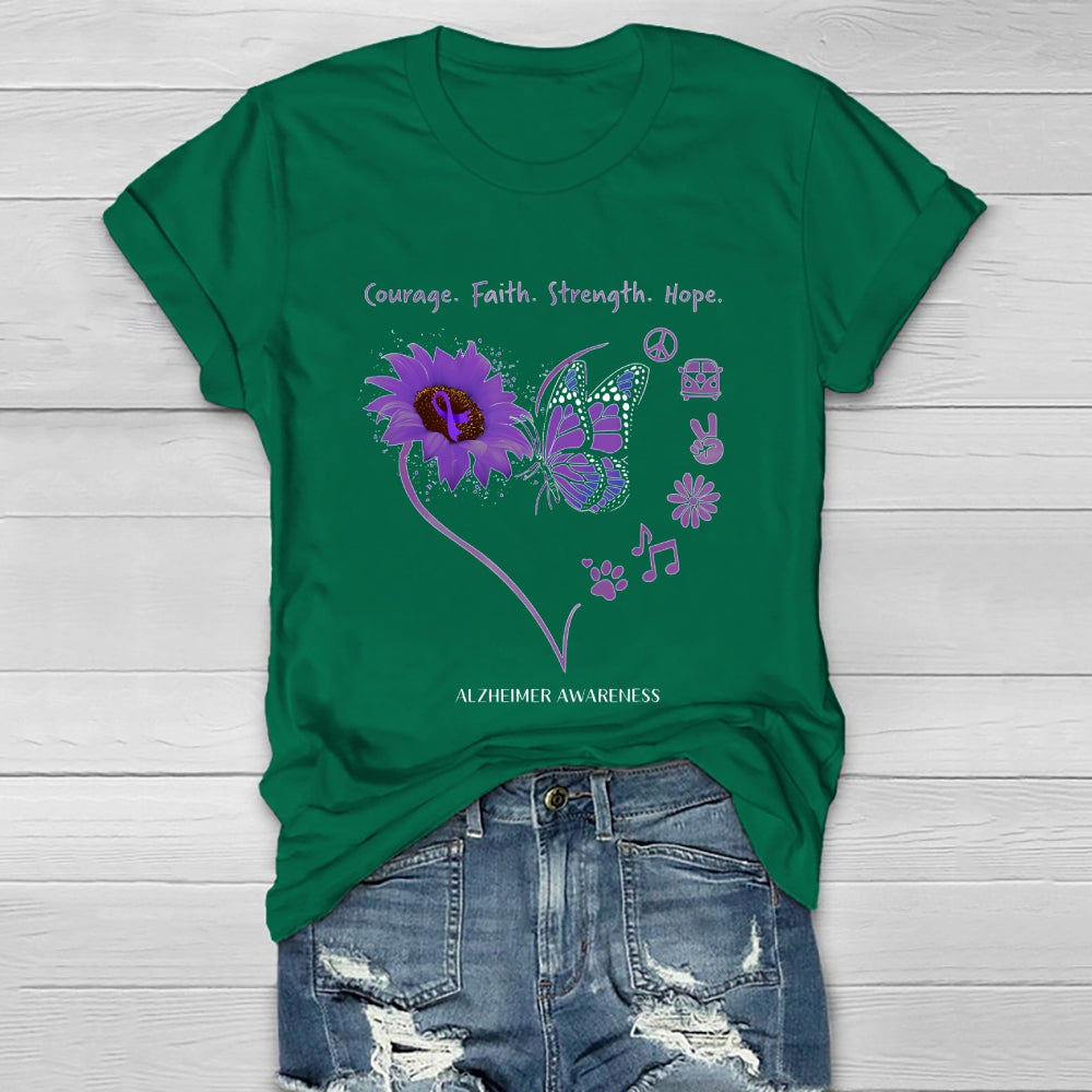 Alzheimers Awareness Courage Faith Hope Strength Healthwear T-shirt