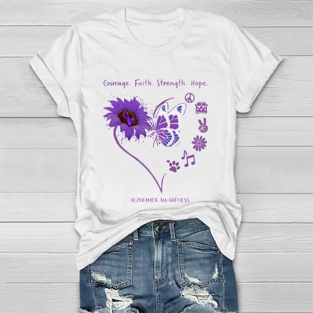 Alzheimers Awareness Courage Faith Hope Strength Healthwear T-shirt