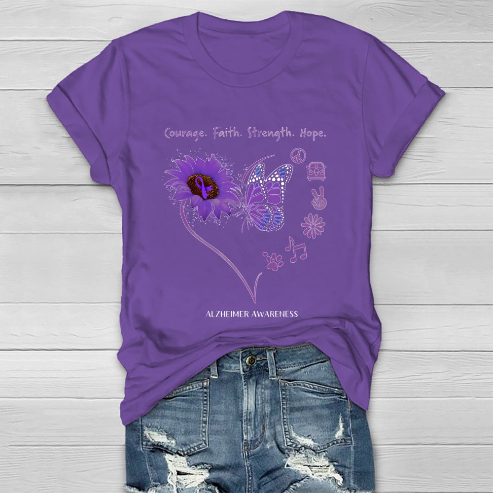 Alzheimers Awareness Courage Faith Hope Strength Healthwear T-shirt