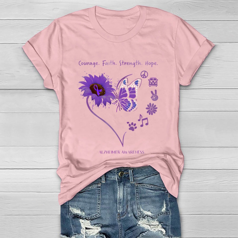 Alzheimers Awareness Courage Faith Hope Strength Healthwear T-shirt