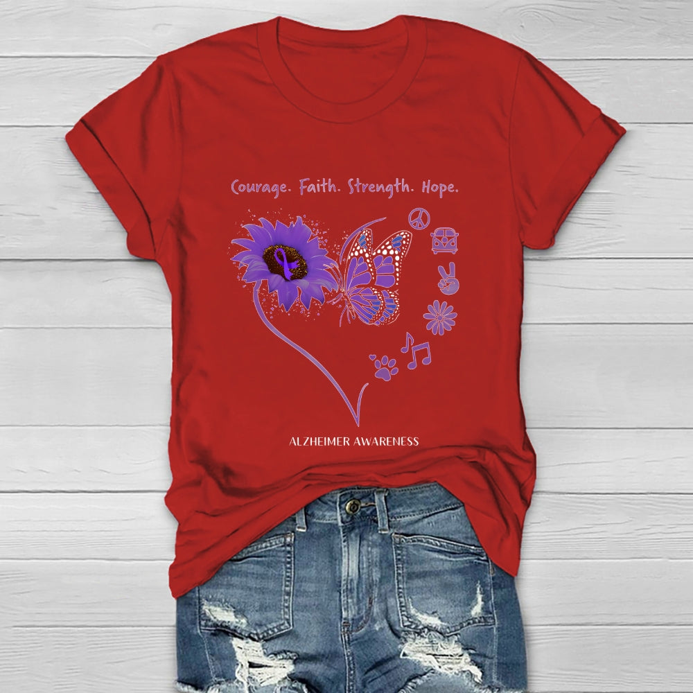 Alzheimers Awareness Courage Faith Hope Strength Healthwear T-shirt
