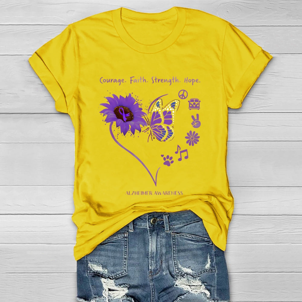 Alzheimers Awareness Courage Faith Hope Strength Healthwear T-shirt