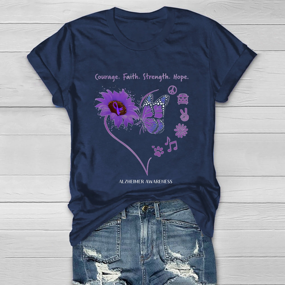 Alzheimers Awareness Courage Faith Hope Strength Healthwear T-shirt
