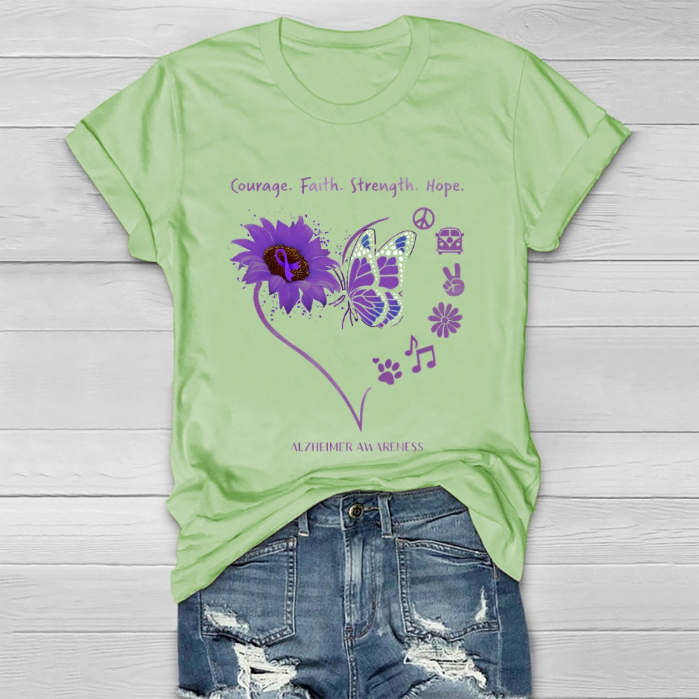 Alzheimers Awareness Courage Faith Hope Strength Healthwear T-shirt