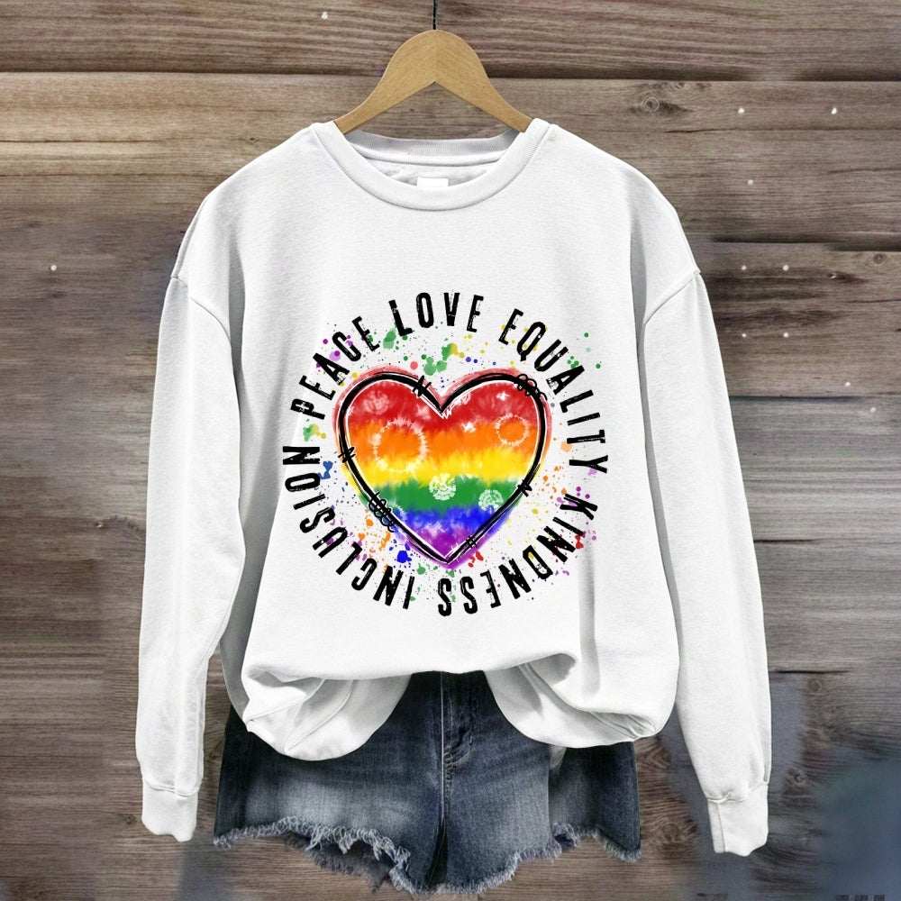 Peace Love Equality Colorful Heart Sweatshirt