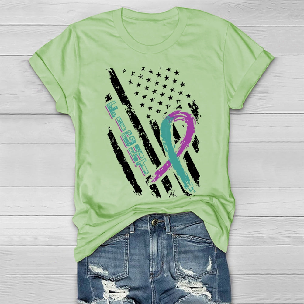 Fight Teal Purple Ribbon Healthwear T-shirt