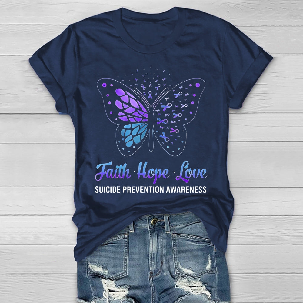 Faith Hope Love Suicide Prevention Awareness Healthwear T-shirt